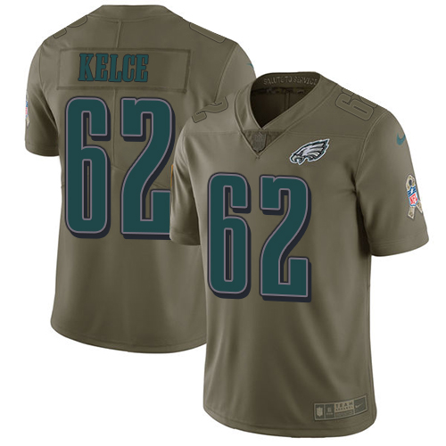 Nike Eagles #62 Jason Kelce Olive Youth Stitched NFL Limited Salute to Service Jersey